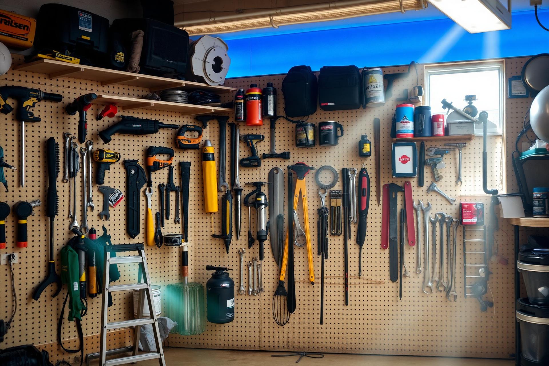 Wall of tools available for rent